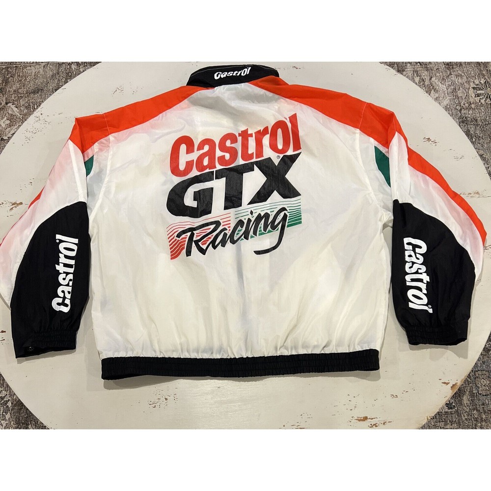Castrol GTX Racing Jacket Full Zip Light Windbreaker Men XL Drag Race Vintage